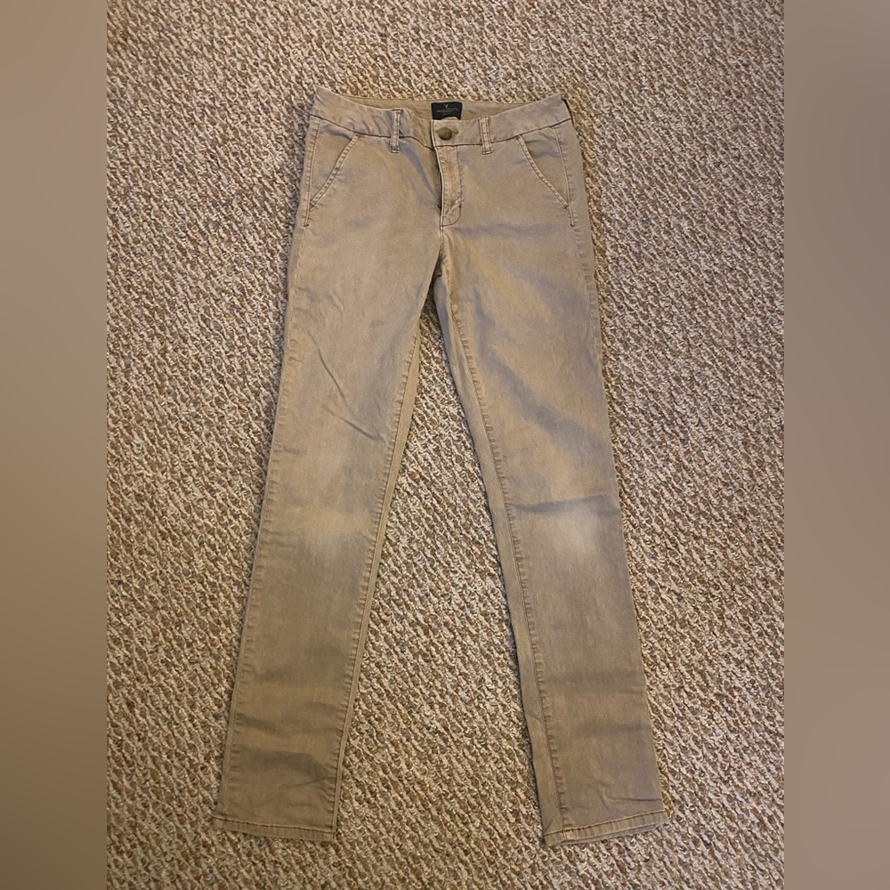 American Eagle Outfitters Skinny Pants in Light Khaki
